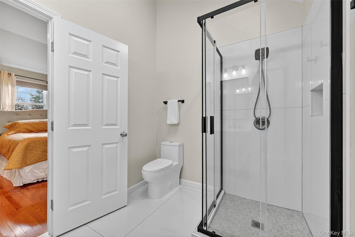 Bathroom, Bedroom, Glass Shower, Interior, Wood Texture Flooring