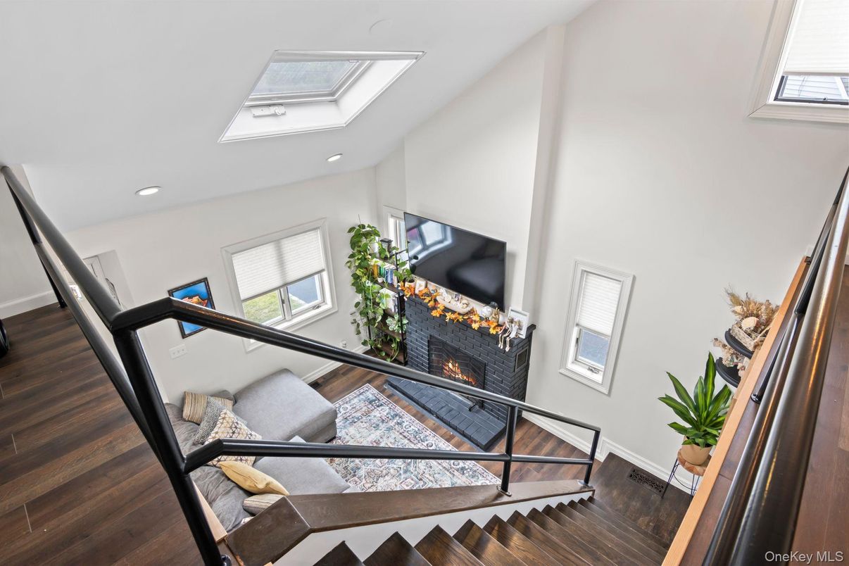 Fireplace, Interior, Recessed Lighting, Wood Texture Flooring
