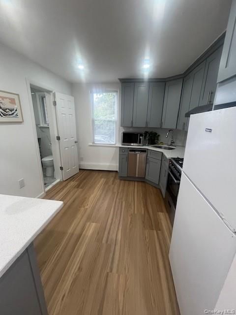 Interior, Kitchen, Recessed Lighting, Wood Texture Flooring