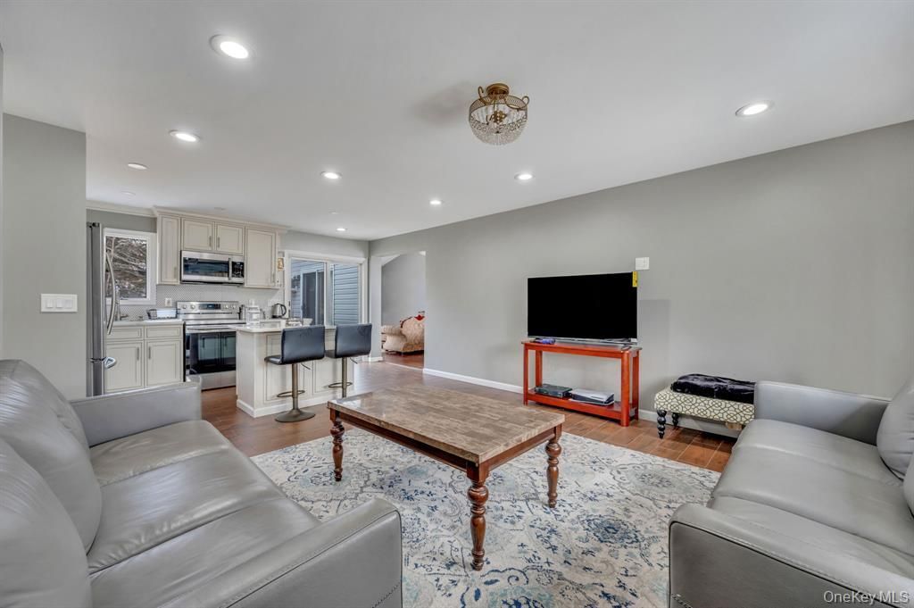 Interior, Kitchen, Living room, Recessed Lighting, Stainless Steel Appliances, Wood Texture Flooring