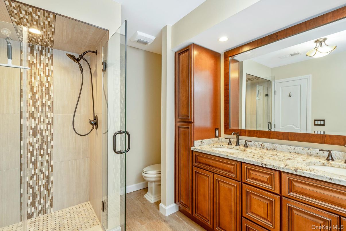 Bathroom, Dual Sink Vanities, Glass Shower, Interior, Recessed Lighting