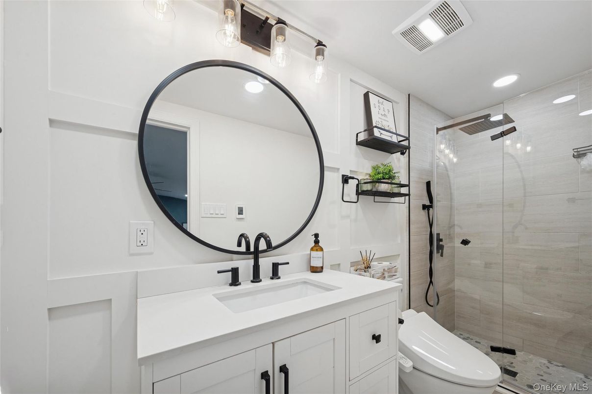 Bathroom, Glass Shower, Interior, Recessed Lighting