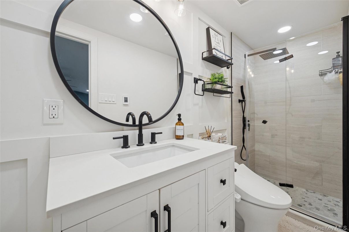 Bathroom, Glass Shower, Interior, Recessed Lighting