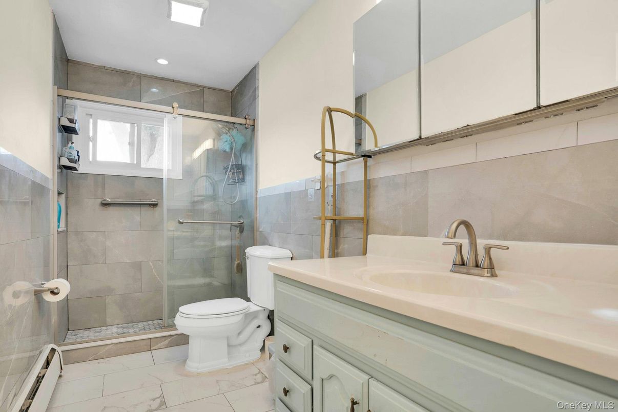 Bathroom, Glass Shower, Interior, Marble, Recessed Lighting