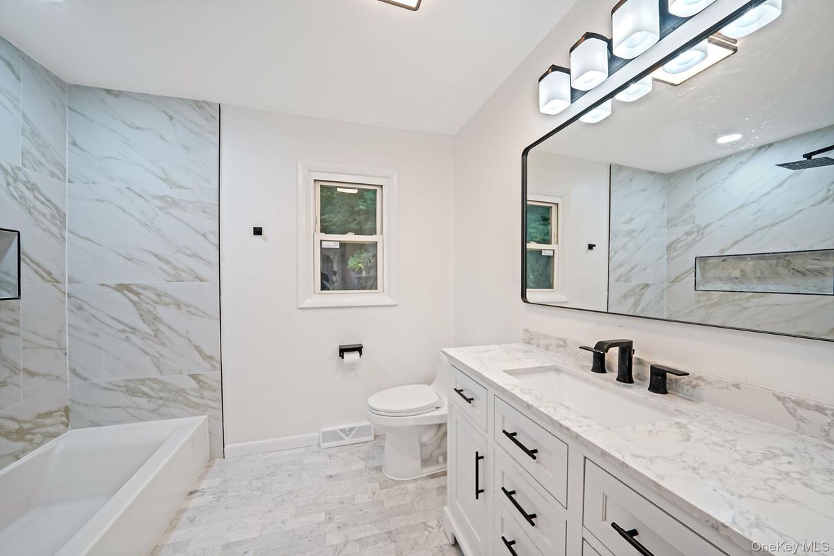 Bathroom, Dual Sink Vanities, Interior, Marble Walls