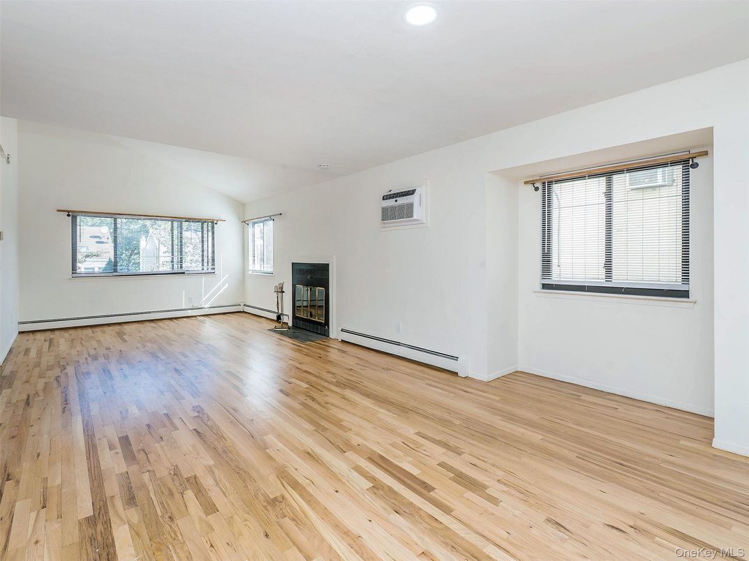 Empty room, Fireplace, Interior, Recessed Lighting, Wood Texture Flooring
