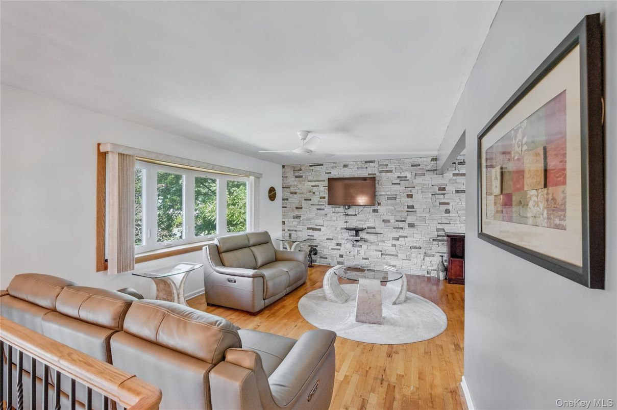 Interior, Living room, Stone Walls, Wood Texture Flooring