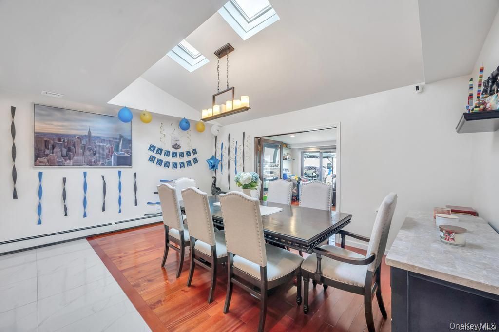 Dining room, Interior, Marble, Pendant Lights, Wood Texture Flooring