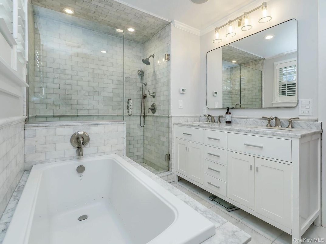 Bathroom, Dual Sink Vanities, Glass Shower, Interior, Recessed Lighting