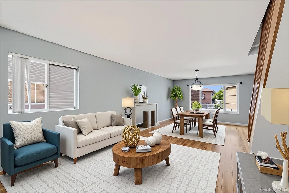Dining room, Fireplace, Interior, Living room, Pendant Lights, Wood Texture Flooring