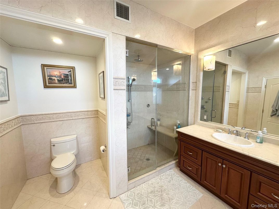Bathroom, Glass Shower, Interior, Recessed Lighting