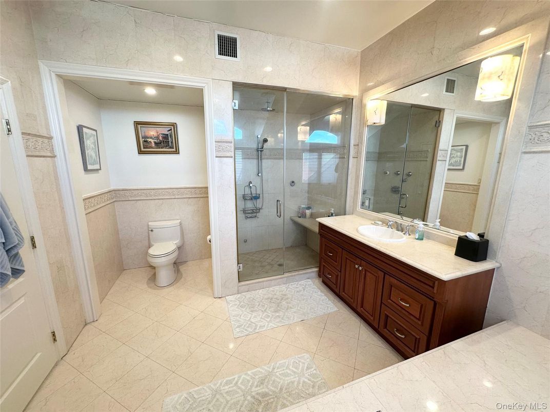 Bathroom, Glass Shower, Interior, Recessed Lighting