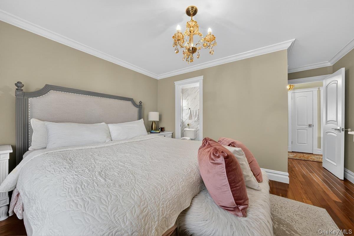 Bedroom, Chandelier, Interior, Wood Texture Flooring