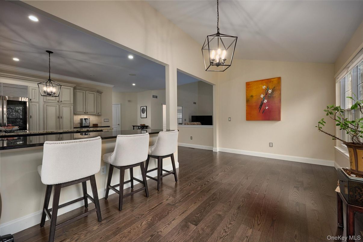 Interior, Kitchen, Pendant Lights, Recessed Lighting, Wood Texture Flooring
