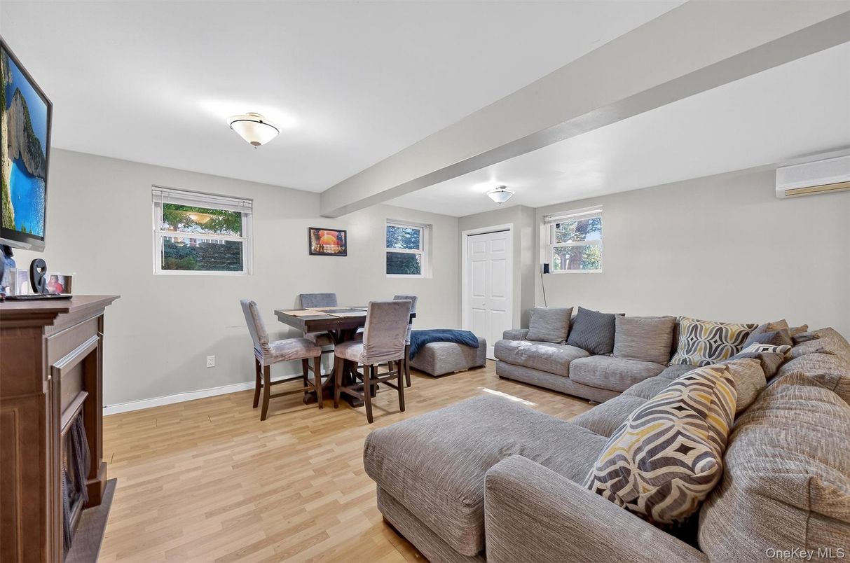 Dining room, Fireplace, Interior, Living room, Wood Texture Flooring
