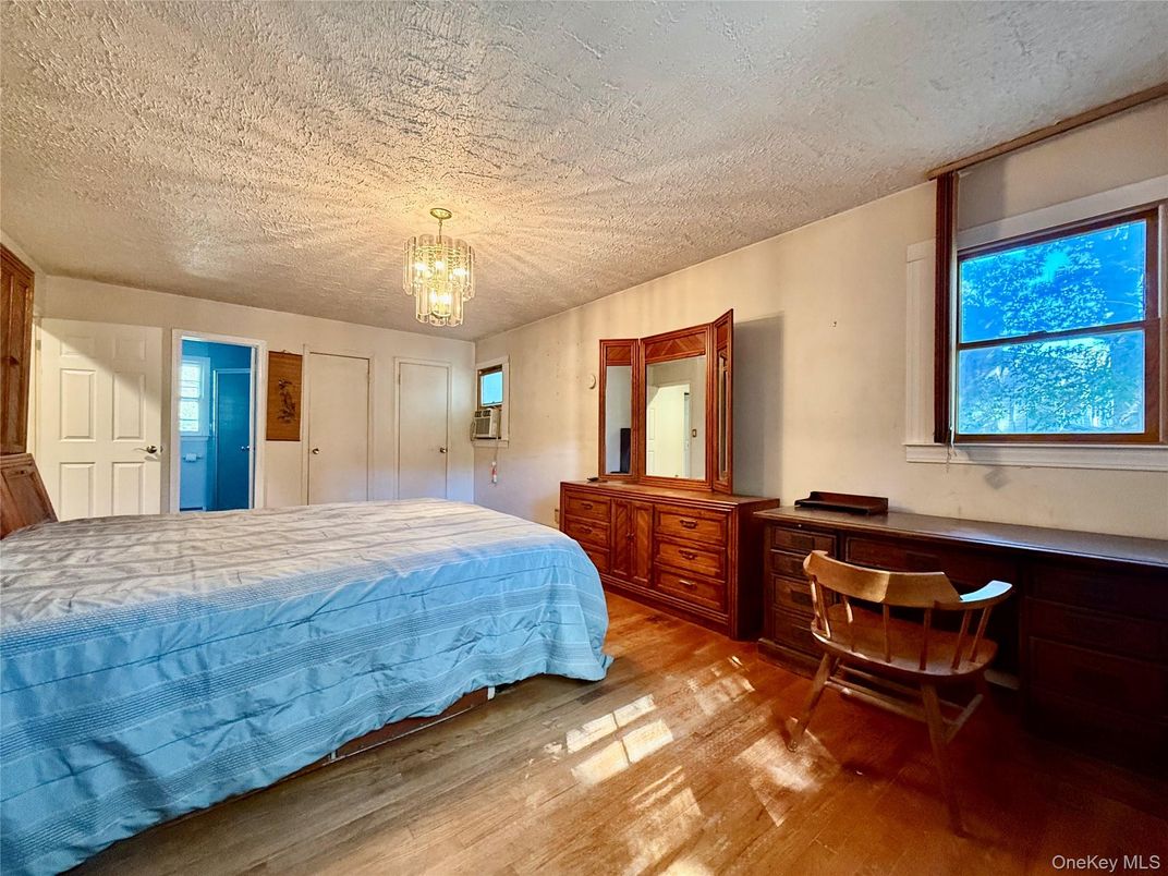 Bedroom, Chandelier, Interior, Wood Texture Flooring