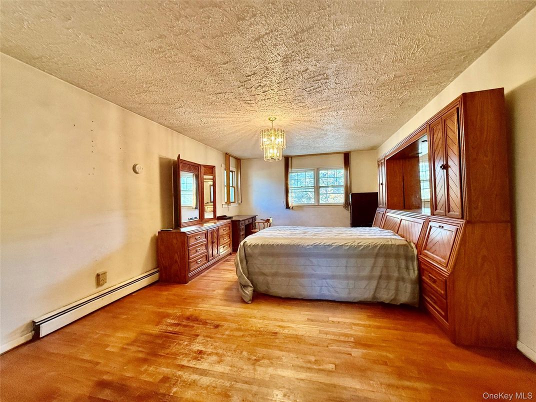Bedroom, Chandelier, Interior, Wood Texture Flooring