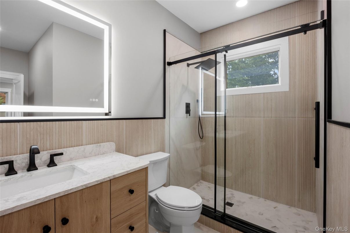 Bathroom, Glass Shower, Interior, Recessed Lighting