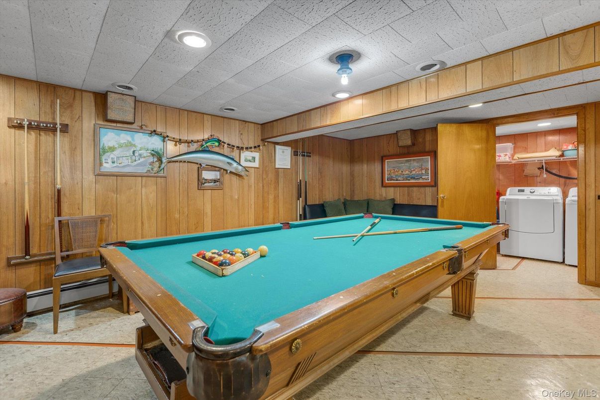 Billiard Table, Game Room, Interior, Recessed Lighting, Wooden Walls