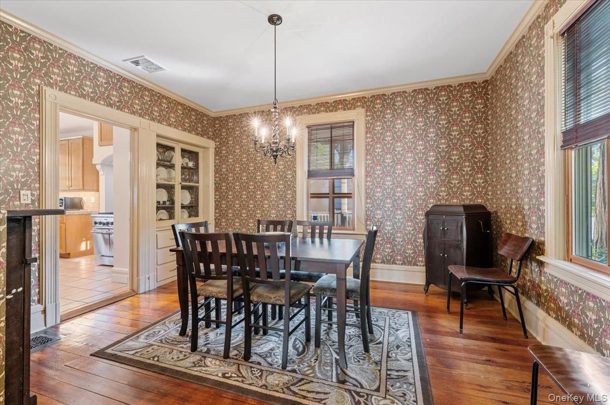 Chandelier, Dining room, Interior, Wood Texture Flooring