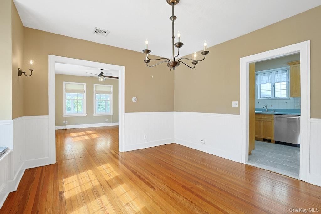 Chandelier, Empty room, Interior, Kitchen, Wood Texture Flooring