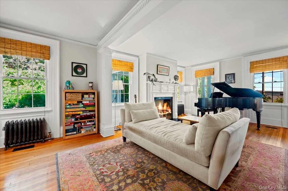 Fireplace, Interior, Living room, Piano, Wood Texture Flooring