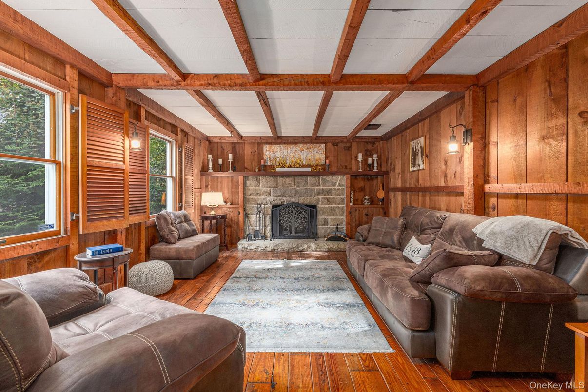 Fireplace, Interior, Living room, Wooden Beams, Wood Texture Flooring, Wooden Walls