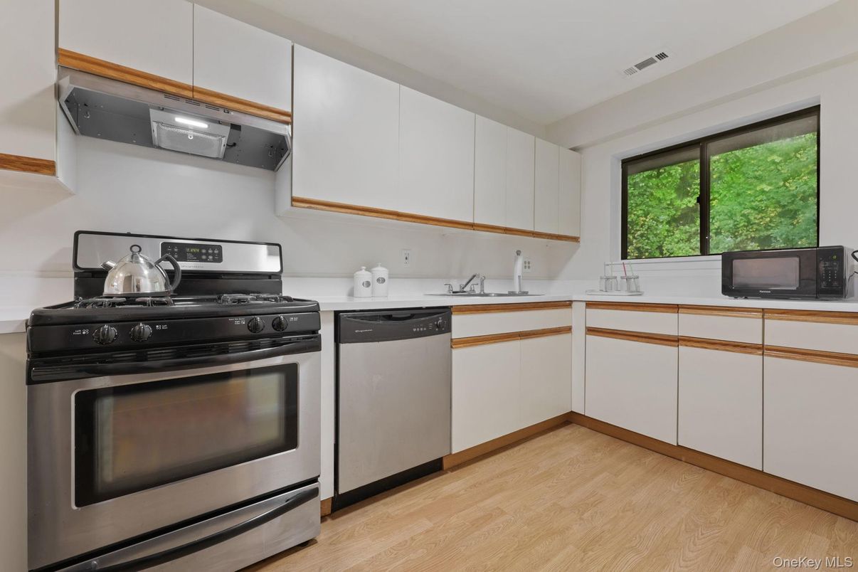 Interior, Kitchen, Stainless Steel Appliances, Wood Texture Flooring