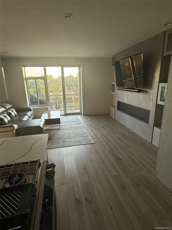 Fireplace, Interior, Recessed Lighting, Wood Texture Flooring