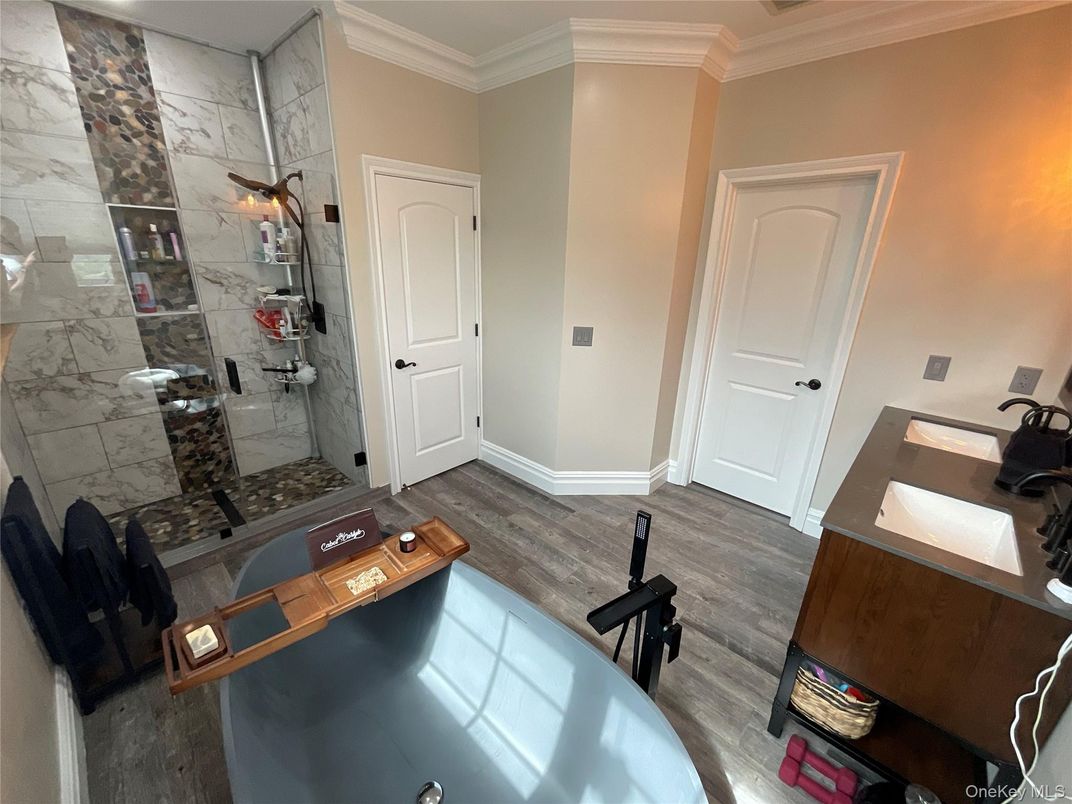 Interior, Marble Walls, Wood Texture Flooring