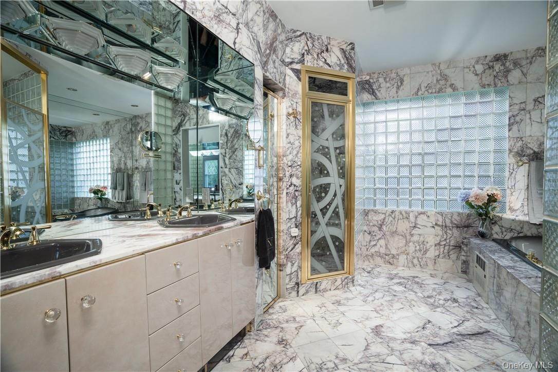Bathroom, Dual Sink Vanities, Interior, Marble, Marble Walls