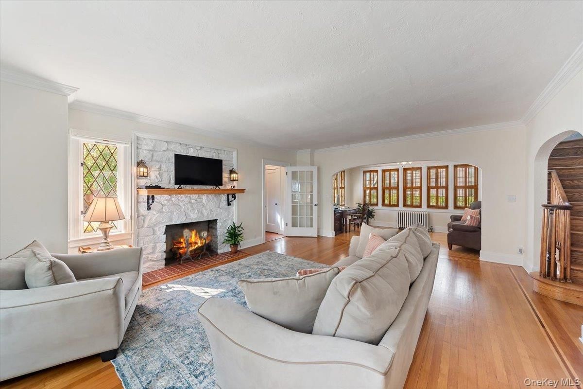 Fireplace, Interior, Living room, Stone Walls, Wood Texture Flooring