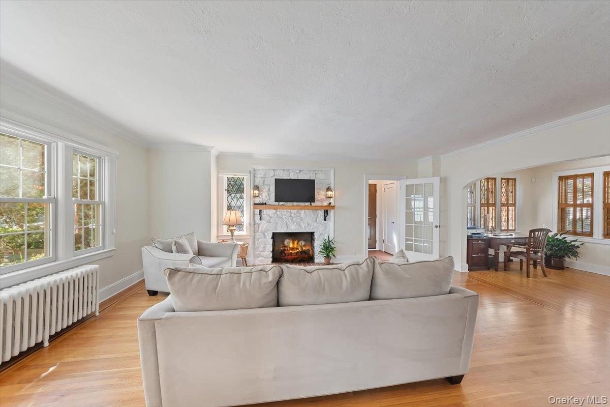 Dining room, Fireplace, Interior, Living room, Wood Texture Flooring