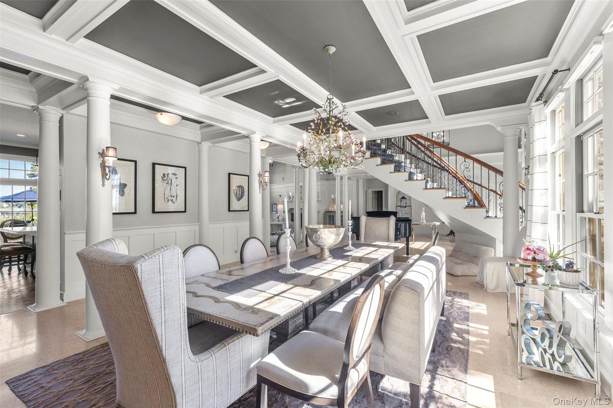 Chandelier, Dining room, Interior, Recessed Lighting