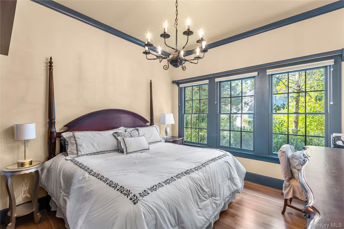Bedroom, Chandelier, Interior, Wood Texture Flooring