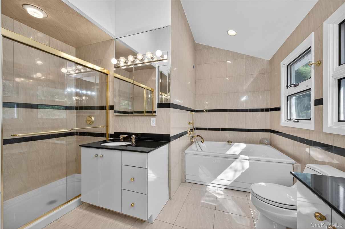 Bathroom, Dual Sink Vanities, Glass Shower, Interior, Recessed Lighting