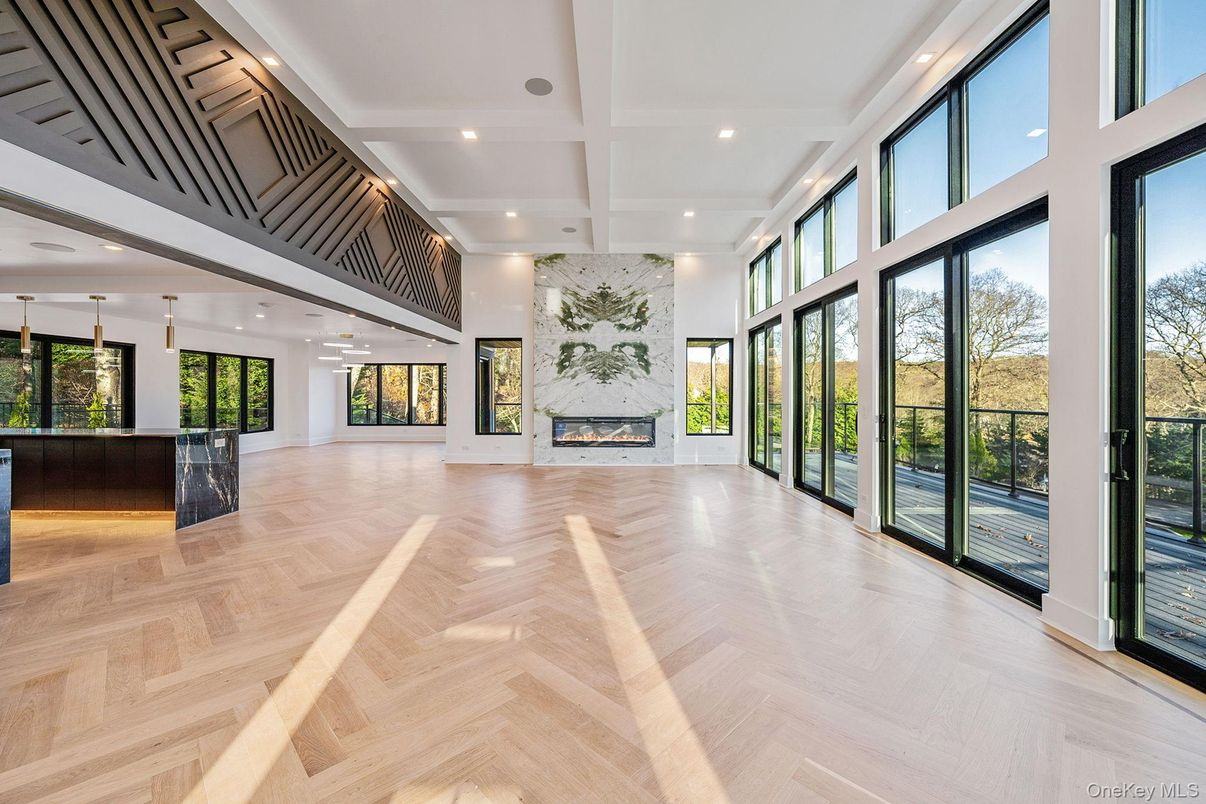Fireplace, Interior, Recessed Lighting, Wood Texture Flooring