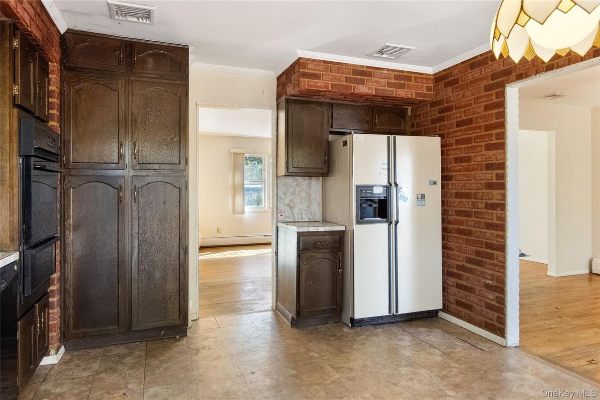 Interior, Kitchen, Stone Walls, Wood Texture Flooring