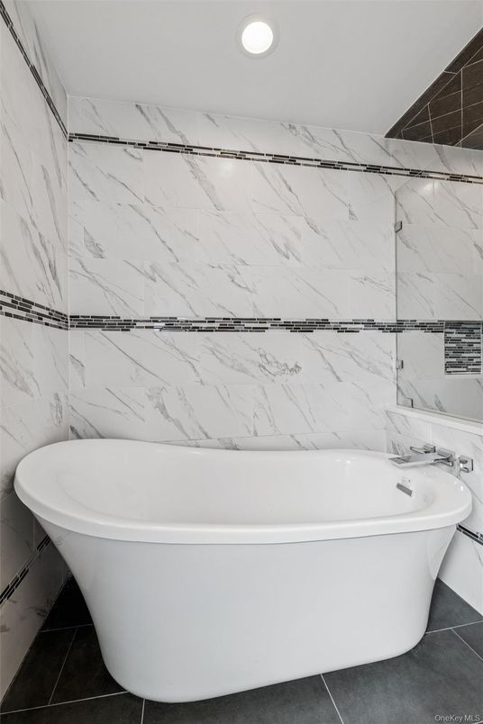 Bathroom, Free Standing Baths, Interior, Marble Walls, Recessed Lighting