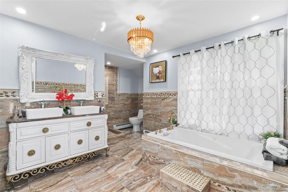 Bathroom, Chandelier, Interior, Recessed Lighting