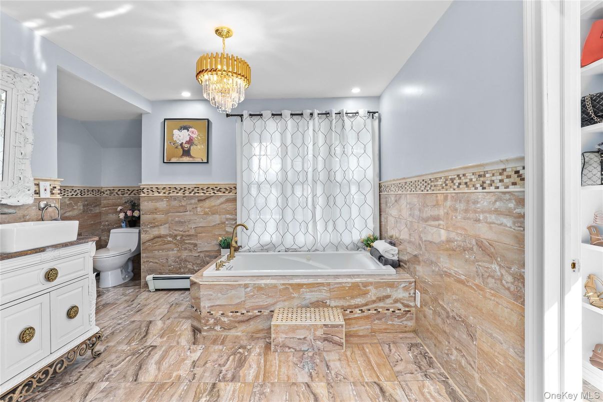 Bathroom, Chandelier, Interior, Recessed Lighting