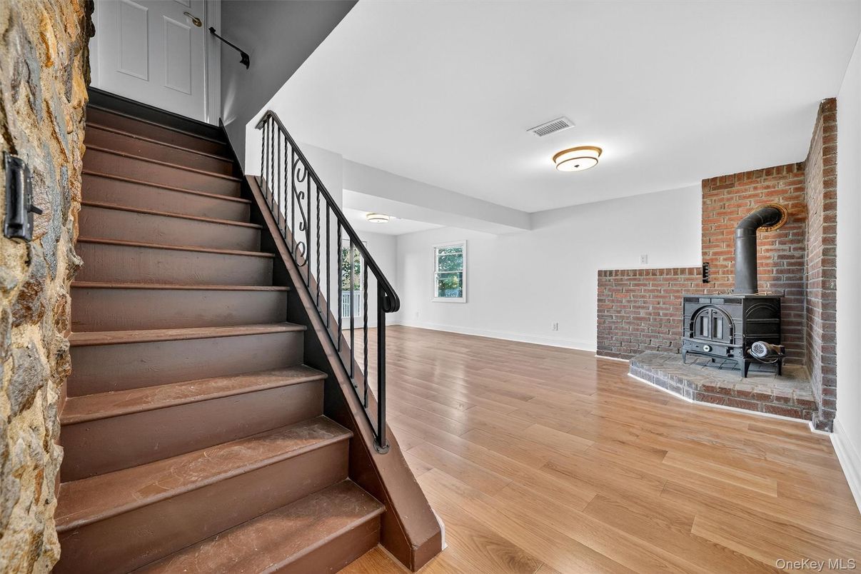 Fireplace, Interior, Stone Walls, Wood Texture Flooring