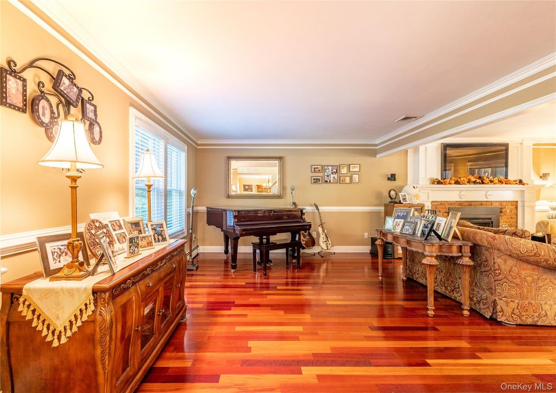 Fireplace, Interior, Living room, Piano, Wood Texture Flooring