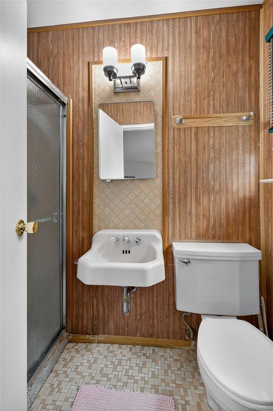 Bathroom, Glass Shower, Interior, Wooden Walls