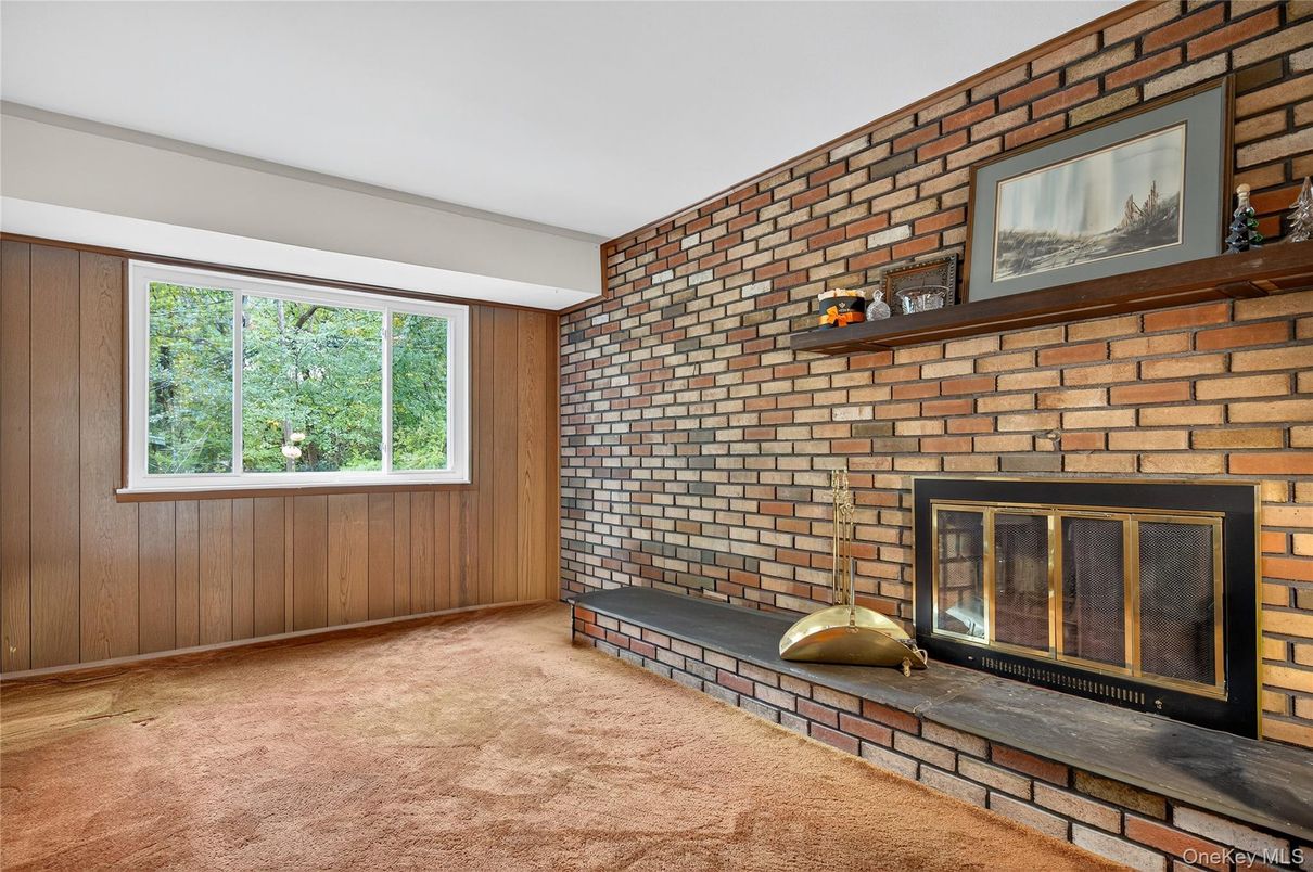 Empty room, Fireplace, Interior, Stone Walls, Wooden Walls