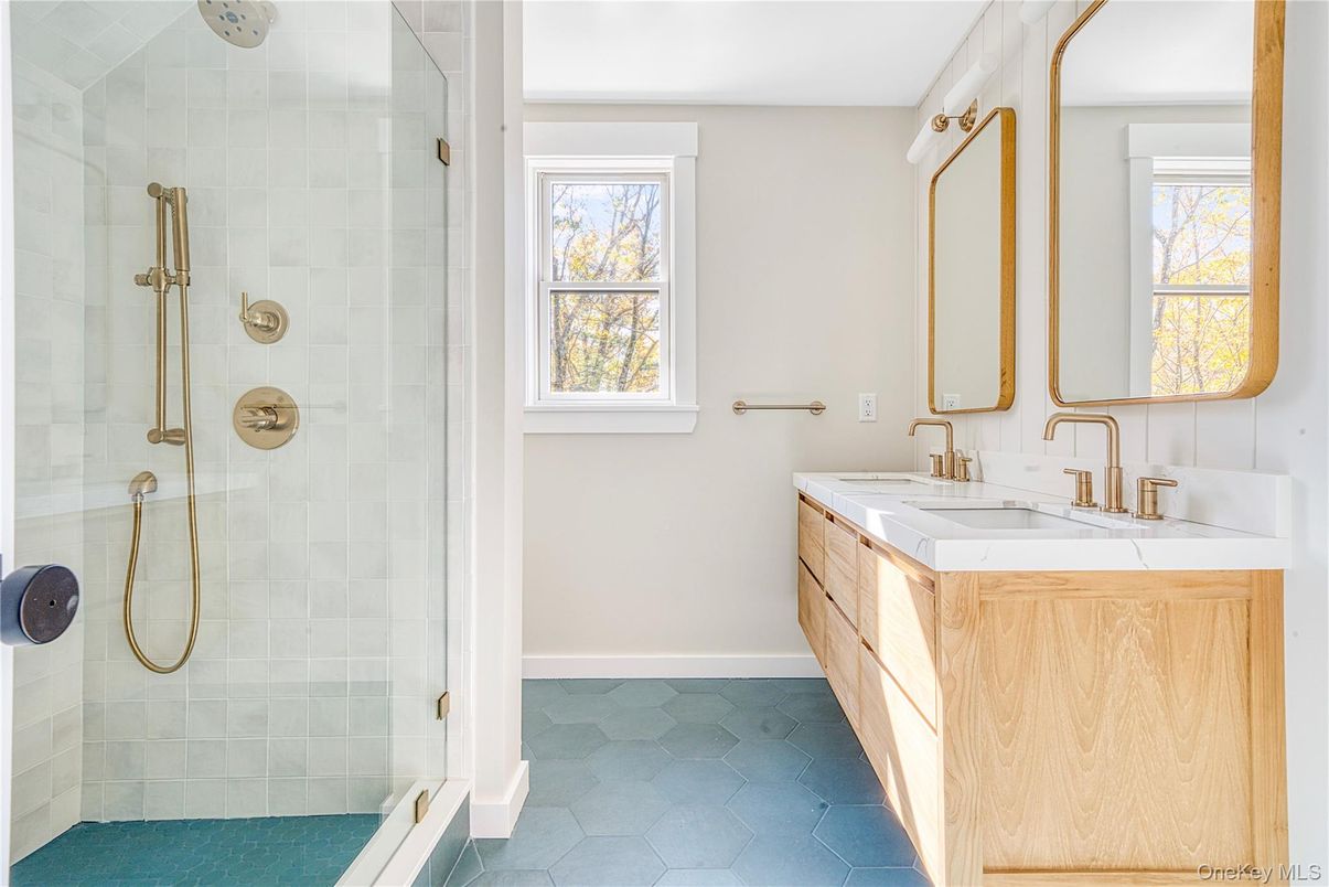 Bathroom, Dual Sink Vanities, Glass Shower, Interior
