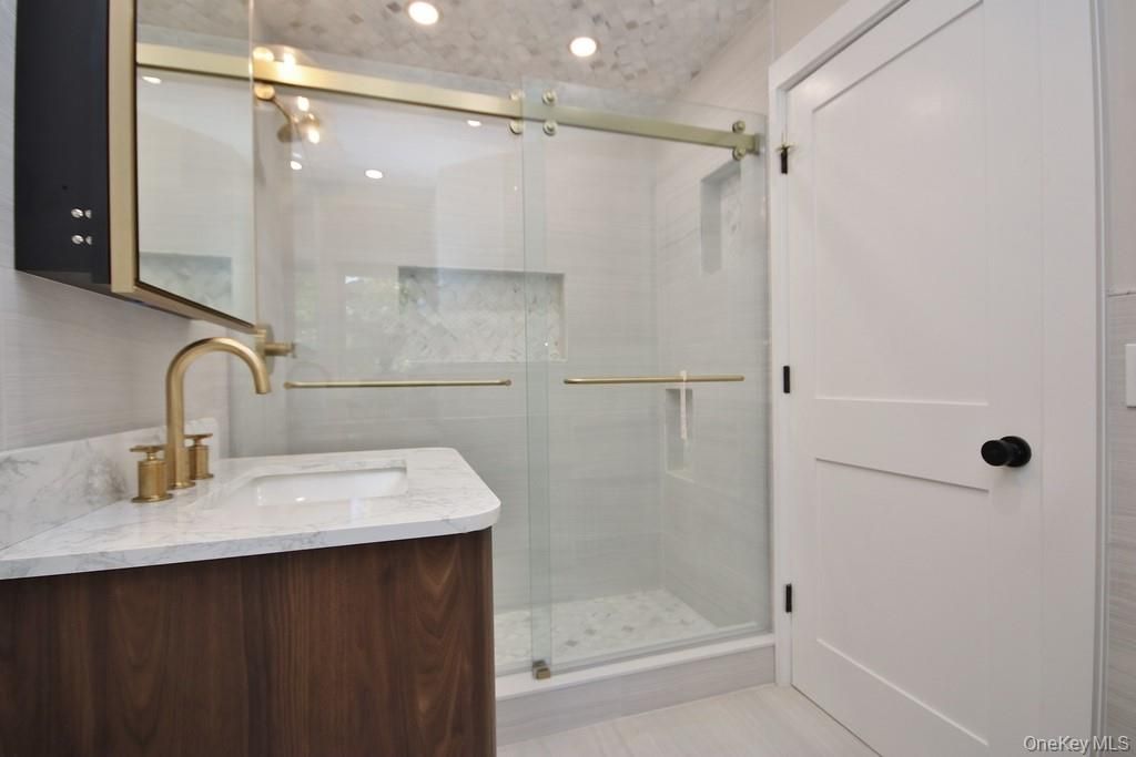 Bathroom, Glass Shower, Interior, Recessed Lighting