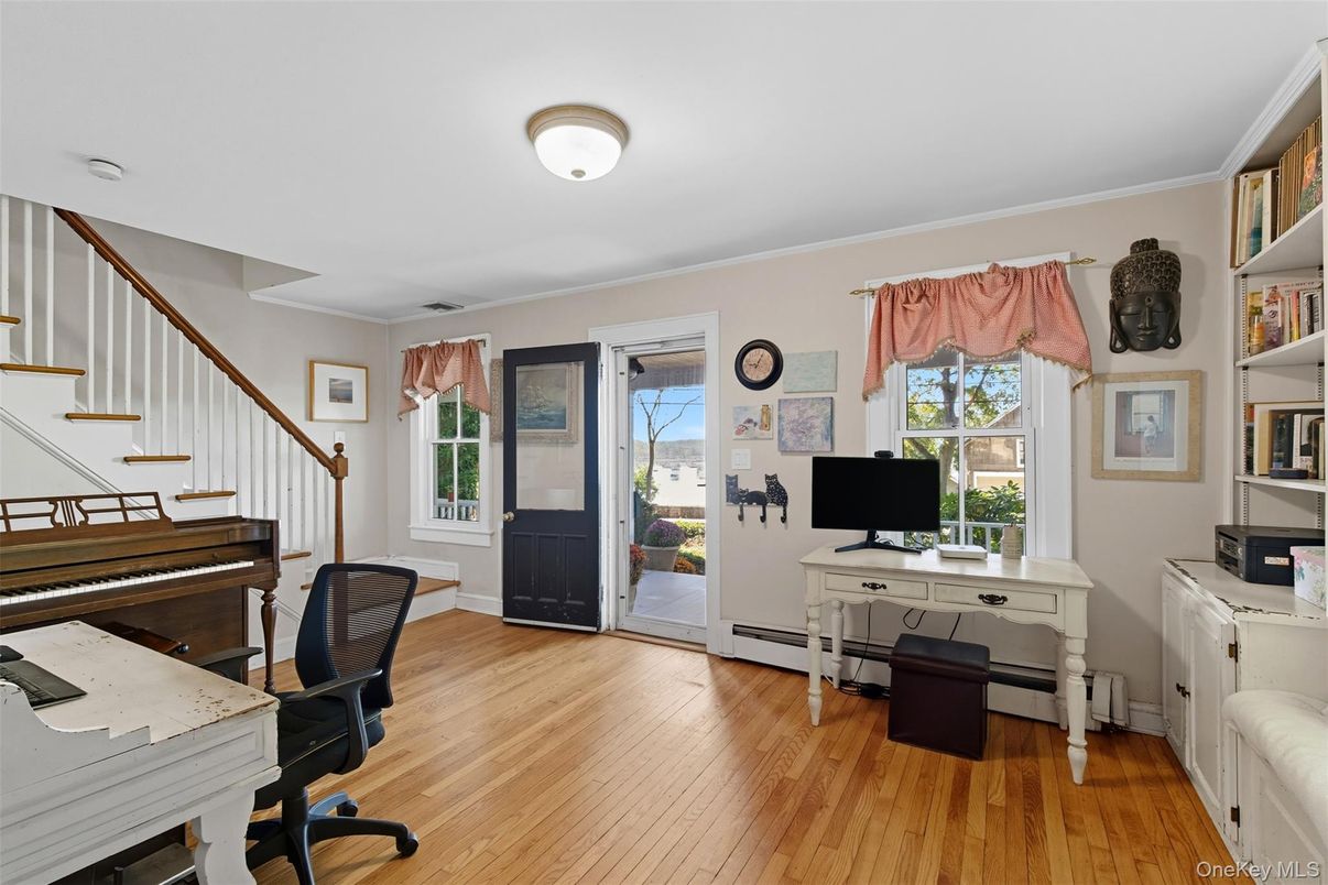 Home Office, Interior, Piano, Wood Texture Flooring