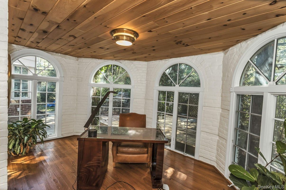 Home Office, Interior, Stone Walls, Wooden Beams, Wooden Ceilings, Wood Texture Flooring