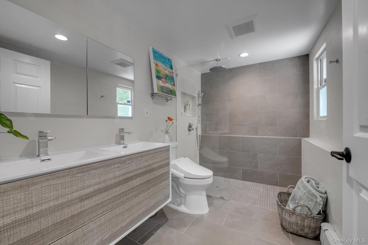 Bathroom, Glass Shower, Interior, Recessed Lighting